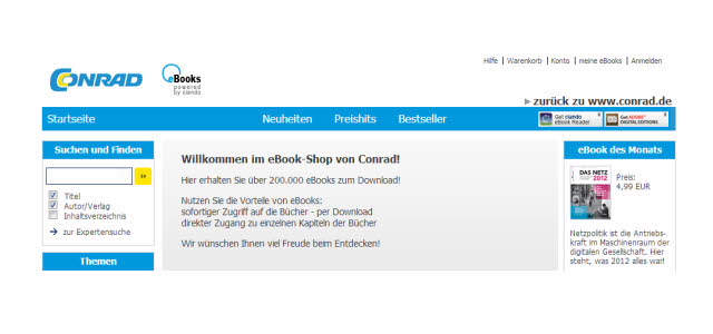eBooks bei Conrad.de, in Kooperation mit Ciando