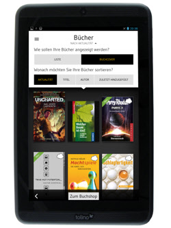Tolino Tab 7: Buchliste mit Optionen