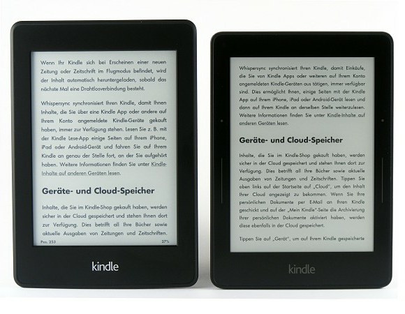 Vergleich Display Qualität Kinlde Paperwhite und KIndle Voyage