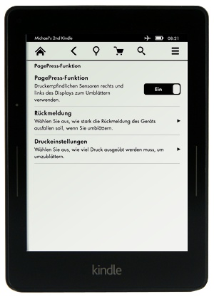 Kinlde Vyoage Pagepress Funktion einstellen