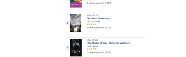 eBook Bestseller bei verschiedenen Anbietern im Vergleich