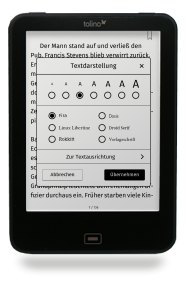 tolino: Schriftart und Schriftgrößen festlegen